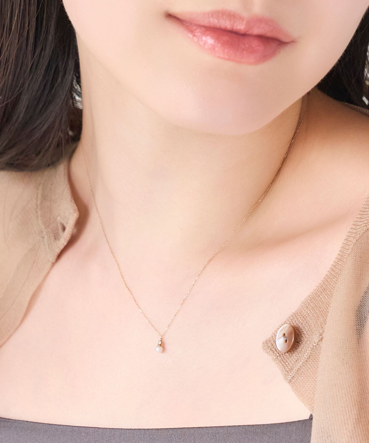 Phoebe「【K10】ジュエルラックネックレス　パール/BOX付き/全長:40cm」|ネックレス|