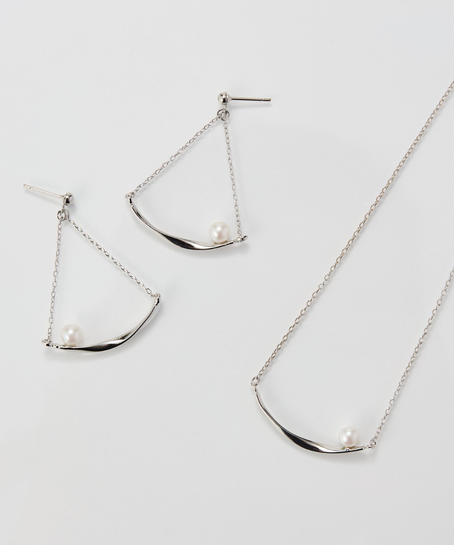 Phoebe「【金属アレルギー対応】スライヴパールネックレス　シルバー/全長:43～46cm/ニッケルフリー」|ネックレス|