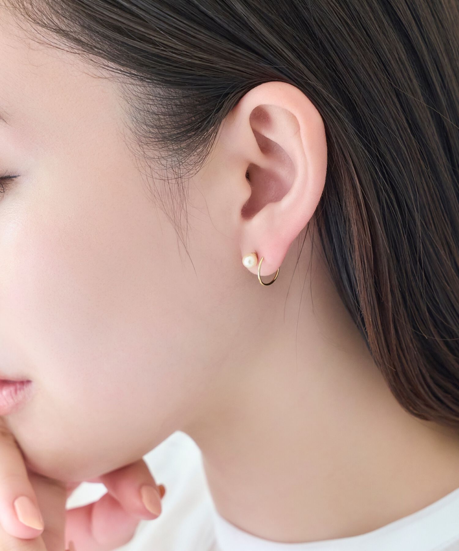 Phoebe「【金属アレルギー対応】ダブルループパールピアス/ニッケルフリー」|ピアス|