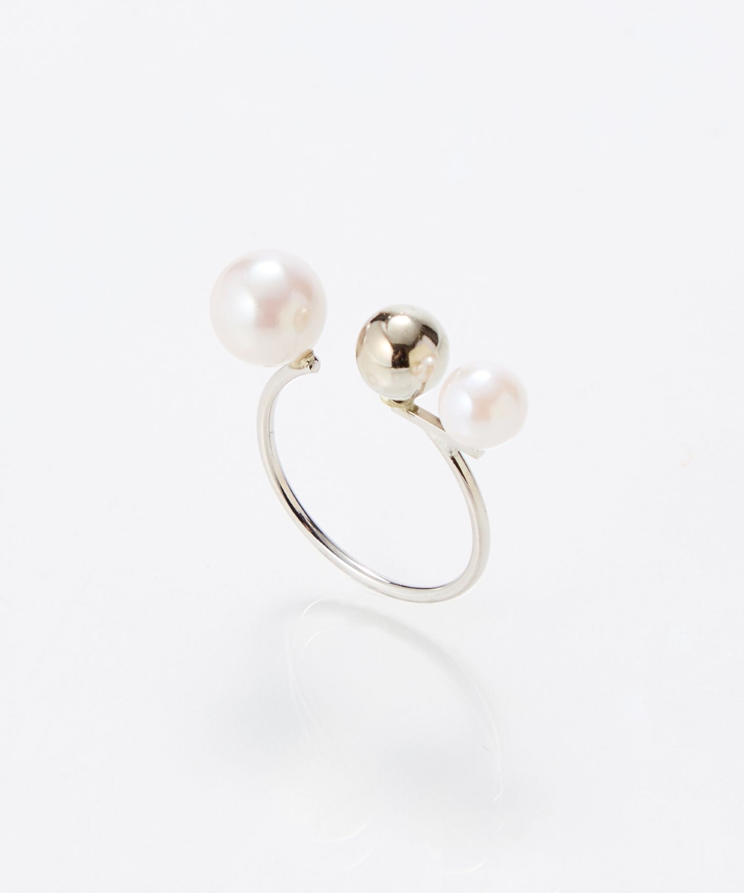 Phoebe「【金属アレルギー対応】ミックスドットリング　シルバー/ニッケルフリー/パール」|リング|