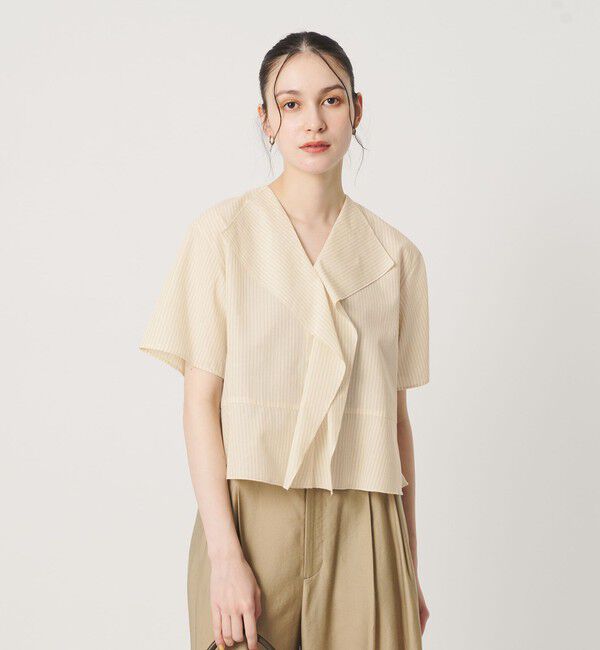 BEAUTY&YOUTH UNITED ARROWS「ソリッド&ストライプ ラッフル シャツブラウス ウォッシャブル」|シャツ・ブラウス|
