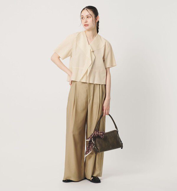 BEAUTY&YOUTH UNITED ARROWS「ソリッド&ストライプ ラッフル シャツブラウス ウォッシャブル」|シャツ・ブラウス|
