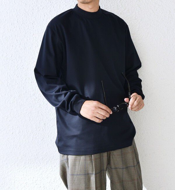 SHIPS any「SHIPS any: スムースコットン モックネック Tシャツ (ロンT)◇」|Tシャツ・カットソー|ネイビー