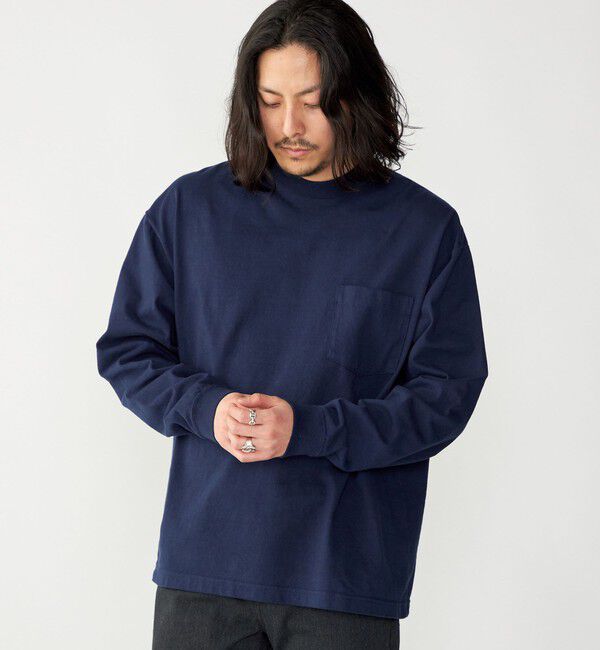 SHIPS「SHIPS: COTTON USA ポケット 長袖 Tシャツ ロンT」|Tシャツ・カットソー|ネイビー
