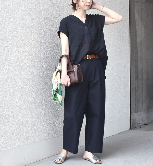 SHIPS Colors 「SHIPS Colors:〈手洗い可能〉ワッシャー Vネック フレンチスリーブ シャツ◇」|シャツ・ブラウス|