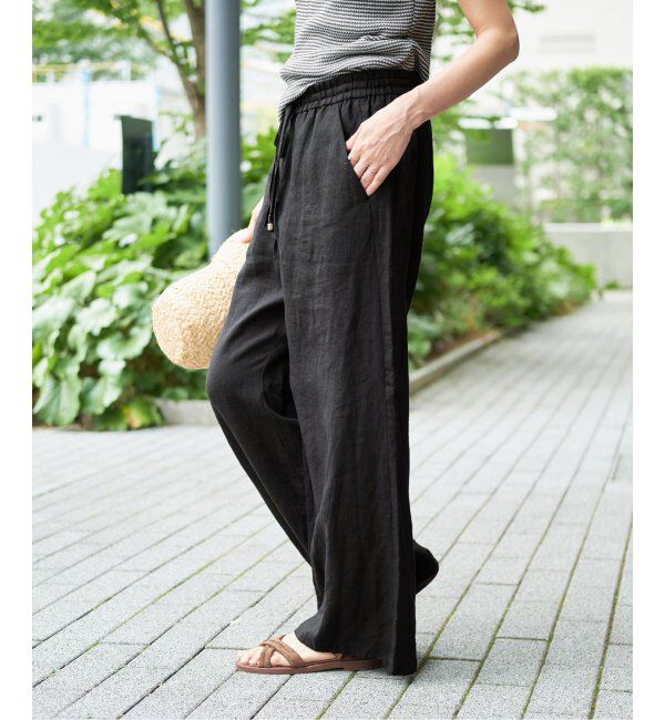 IENA LA BOUCLE「《追加》IENA LA BOUCLE リネンブロードイージーパンツ(ブラック)」|その他|