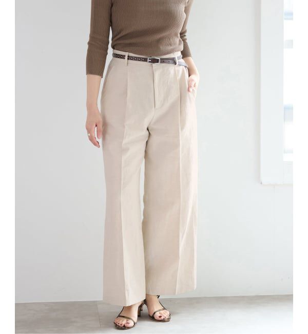 IENA「《セットアップ対応》ウォッシャブル リネン混スラックス」|スラックス|