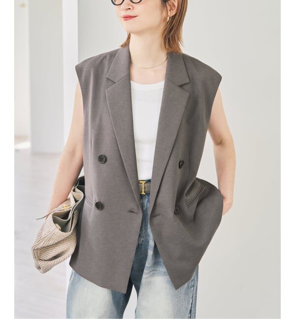 Spick and Span「《セットアップ可》ツイルストレッチダブルボタン ベスト」|ベスト・ジレ|