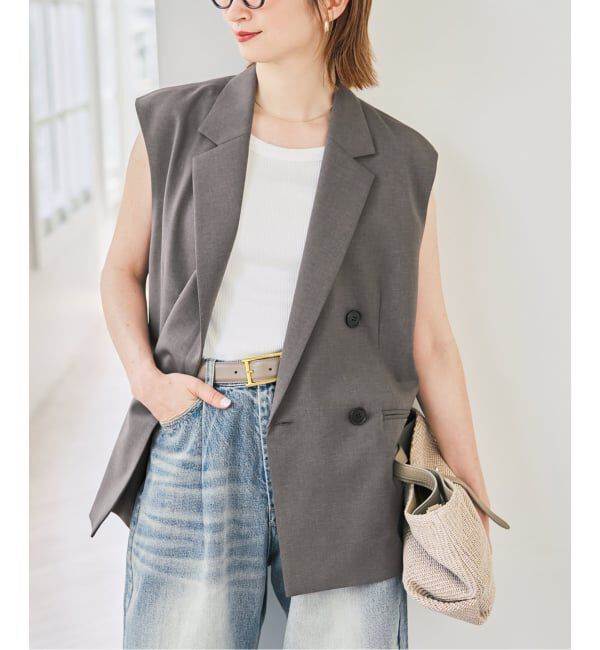 Spick and Span「《セットアップ可》ツイルストレッチダブルボタン ベスト」|ベスト・ジレ|