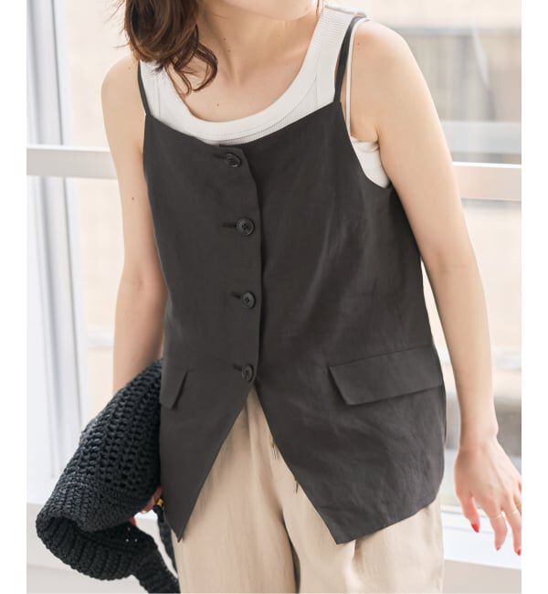 Spick and Span「《予約》TICCA リネンキャミソールベスト」|ベスト・ジレ|ブラウン