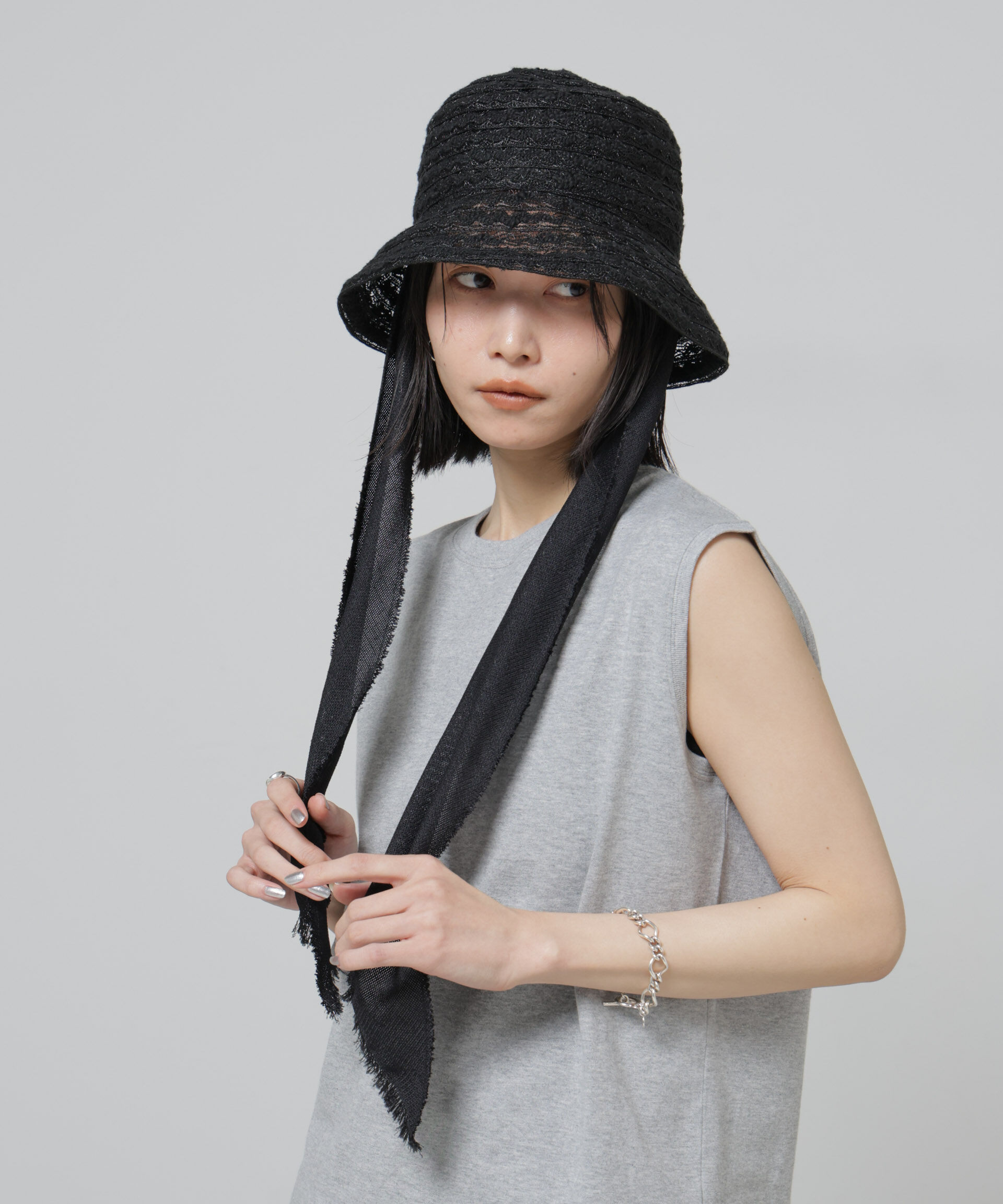 nano･universe「La Maison de Lyllis/CLOCHE SCARF」|キャップ・キャスケット|ブラック