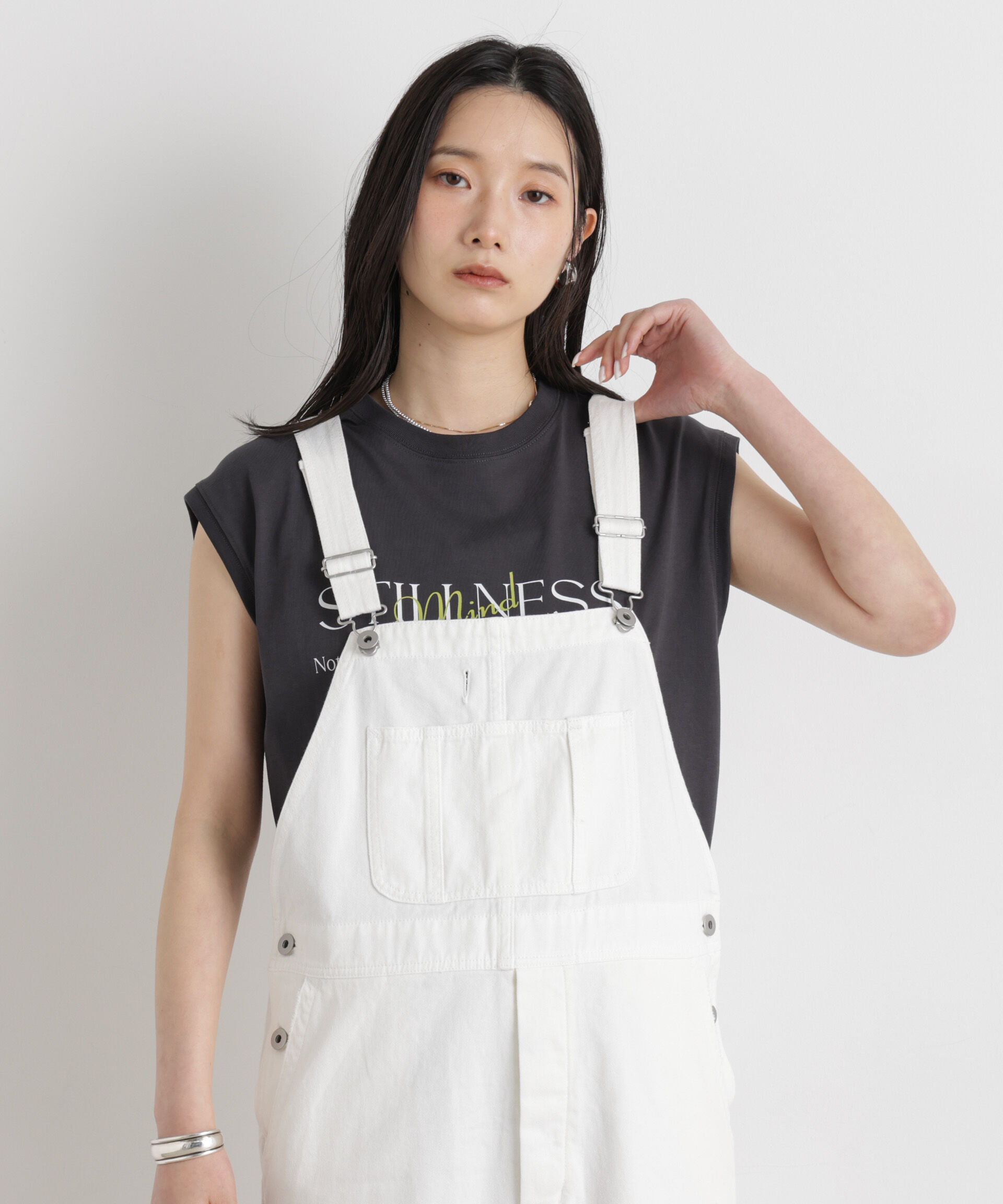nano･universe「MINERALTEX(TM)ロゴプリントノースリーブTシャツ」|Tシャツ・カットソー|