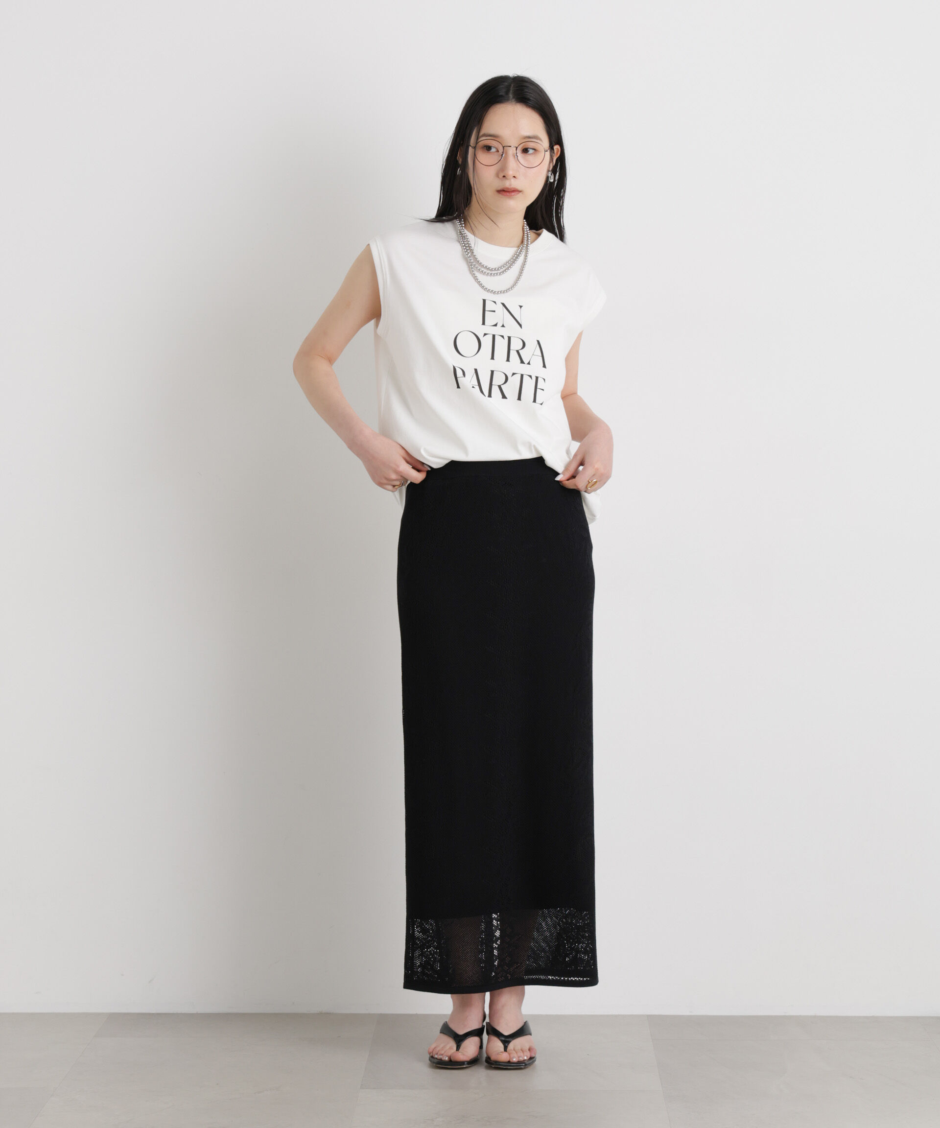 nano･universe「MINERALTEX(TM)ロゴプリントノースリーブTシャツ」|Tシャツ・カットソー|