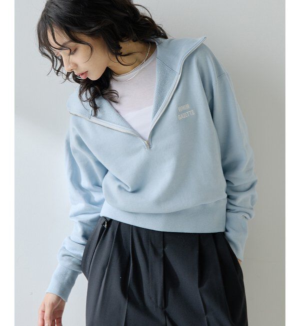  「ハーフジップロゴ裏毛プルオーバー」|Tシャツ・カットソー|スカイブルー
