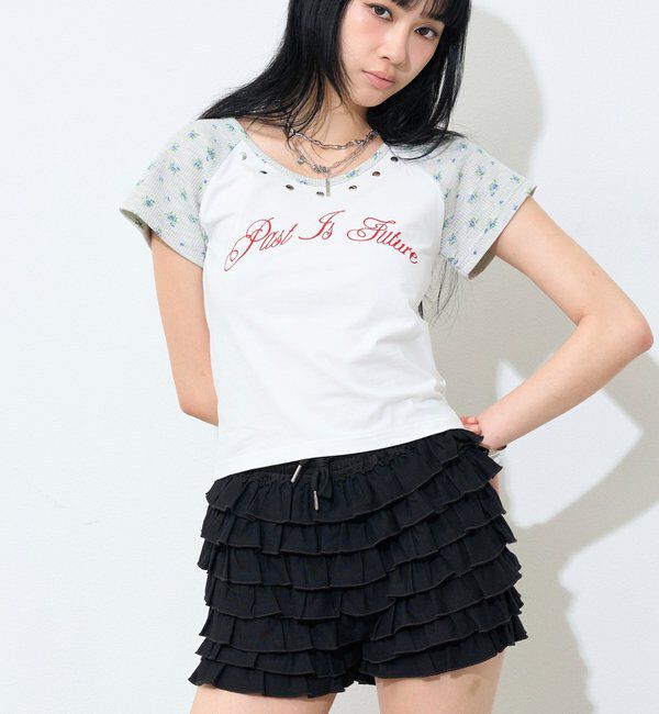  「【WEB限定】ワッフルフラワーラグランSS TEE」|Tシャツ・カットソー|グレー