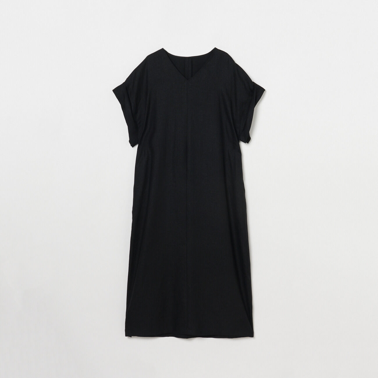 HELIOPOLE「HELIOPOLE FAUX LINEN V NECK DRESS」|ワンピース|ブラック