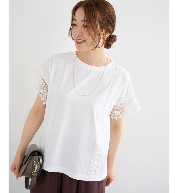  「レースドッキングカットソー」|Tシャツ・カットソー|