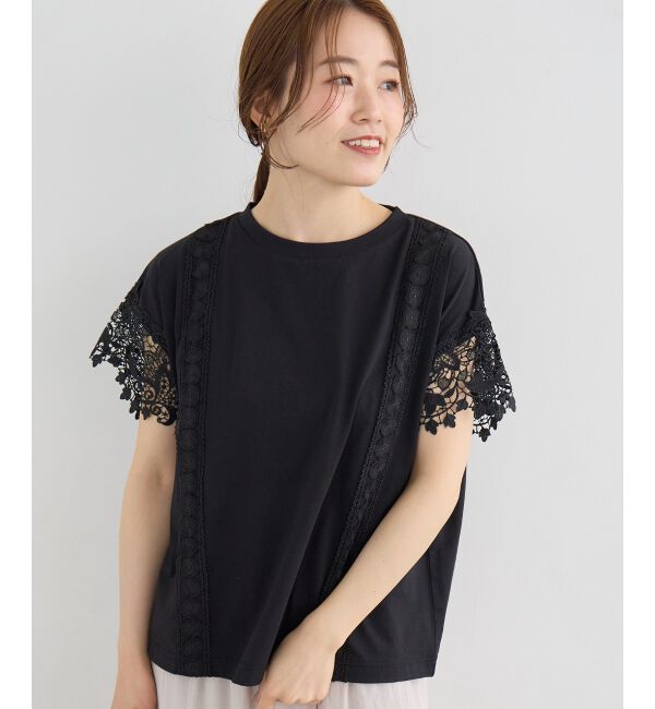  「レースドッキングカットソー」|Tシャツ・カットソー|