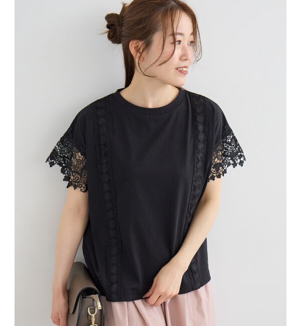  「レースドッキングカットソー」|Tシャツ・カットソー|