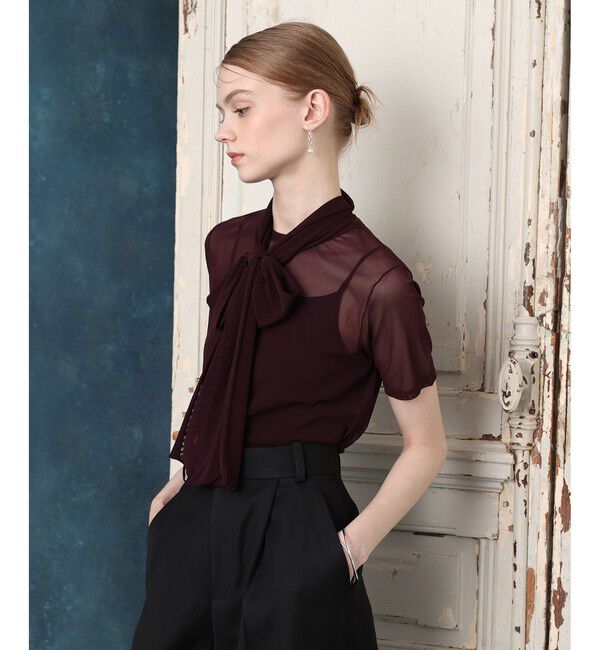 LOULOU WILLOUGHBY「【LOULOU WILLOUGHBY】ボウタイツキチュールトップス」|Tシャツ・カットソー|