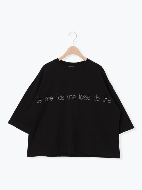 Samansa Mos2「◇強撚天竺ワイドロゴプリントTシャツ」|Tシャツ・カットソー|ブラック