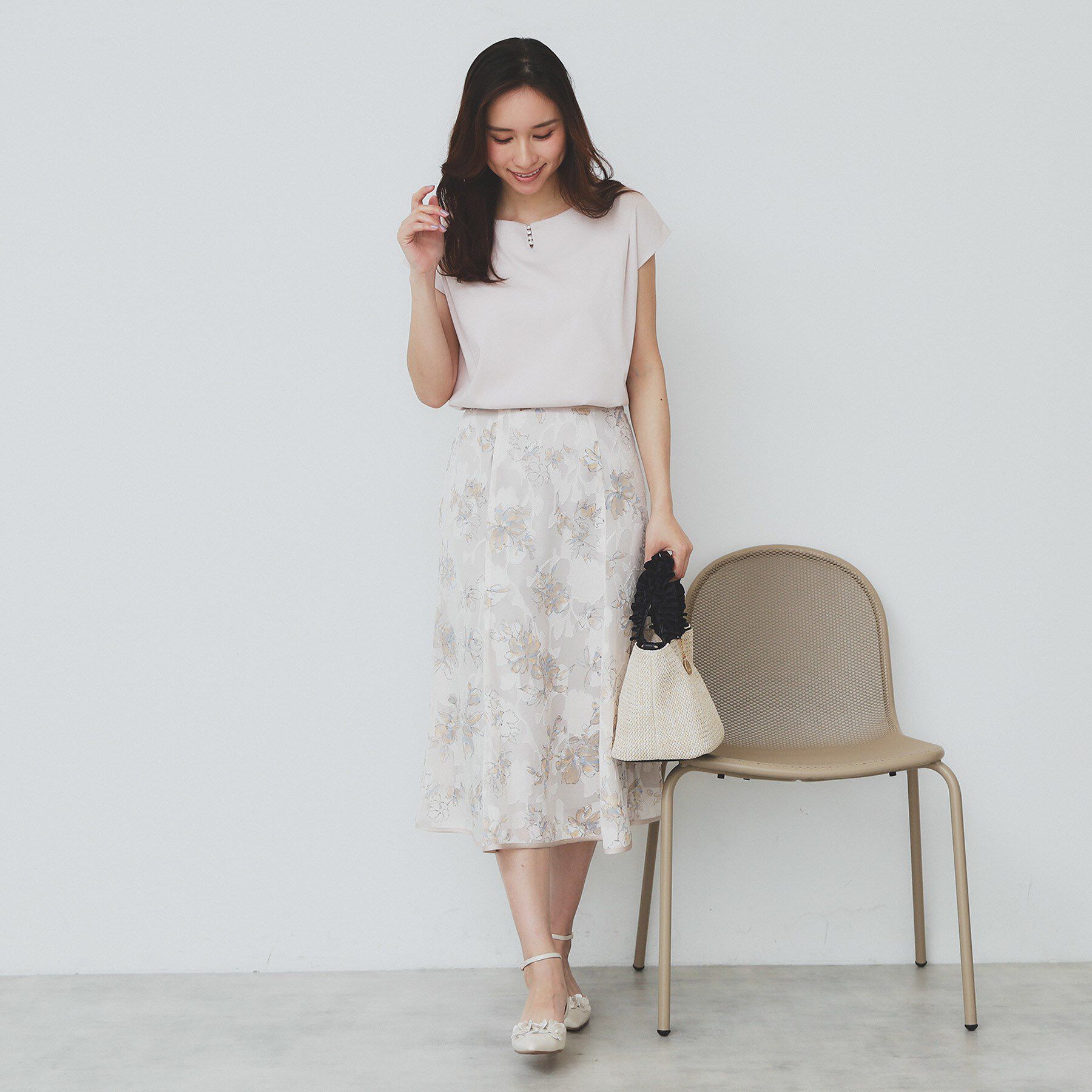 index「《6色展開／XS-3サイズ》キーネックビジュートップス【UV／接触冷感／洗濯機洗い可】」|Tシャツ・カットソー|