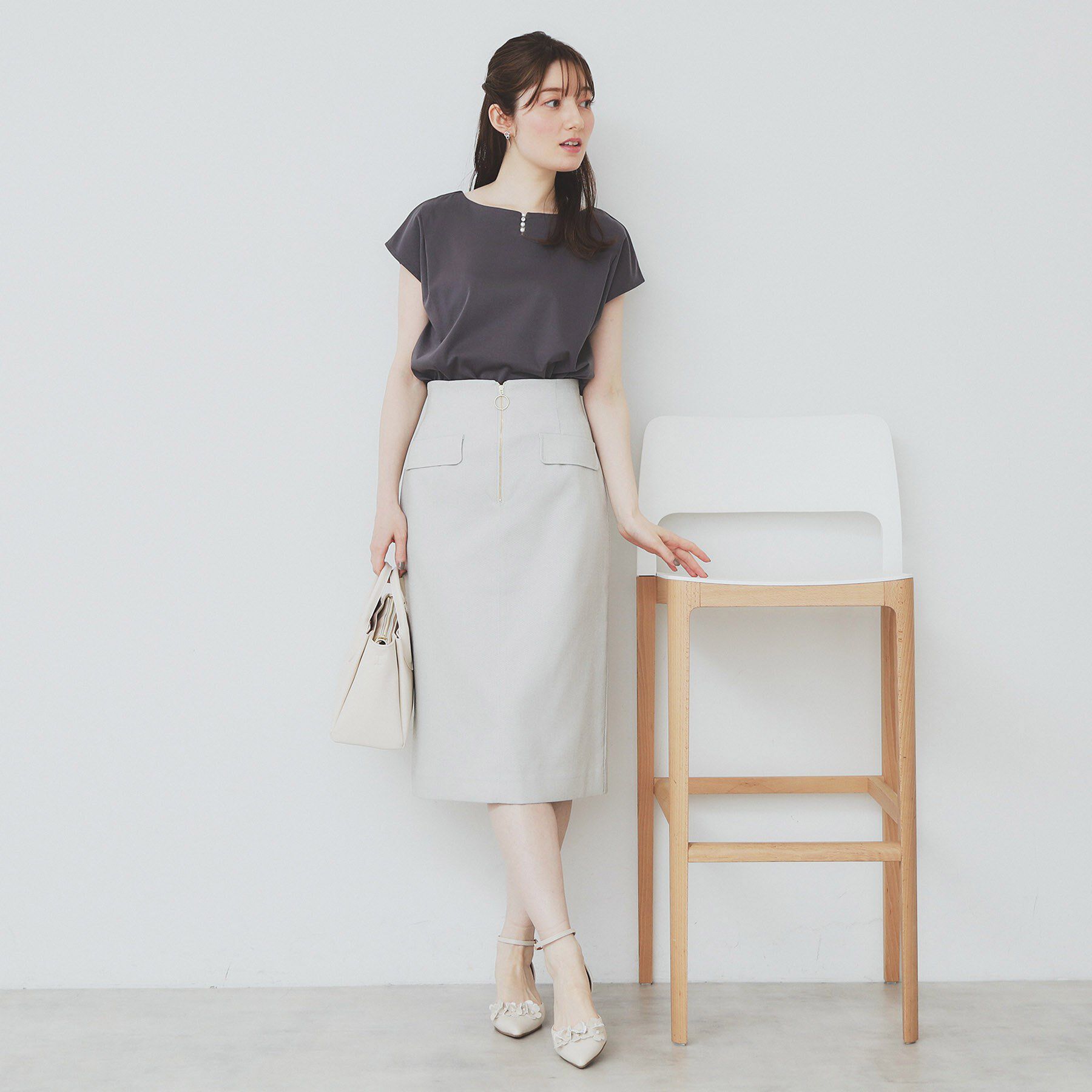 index「《6色展開／XS-3サイズ》キーネックビジュートップス【UV／接触冷感／洗濯機洗い可】」|Tシャツ・カットソー|