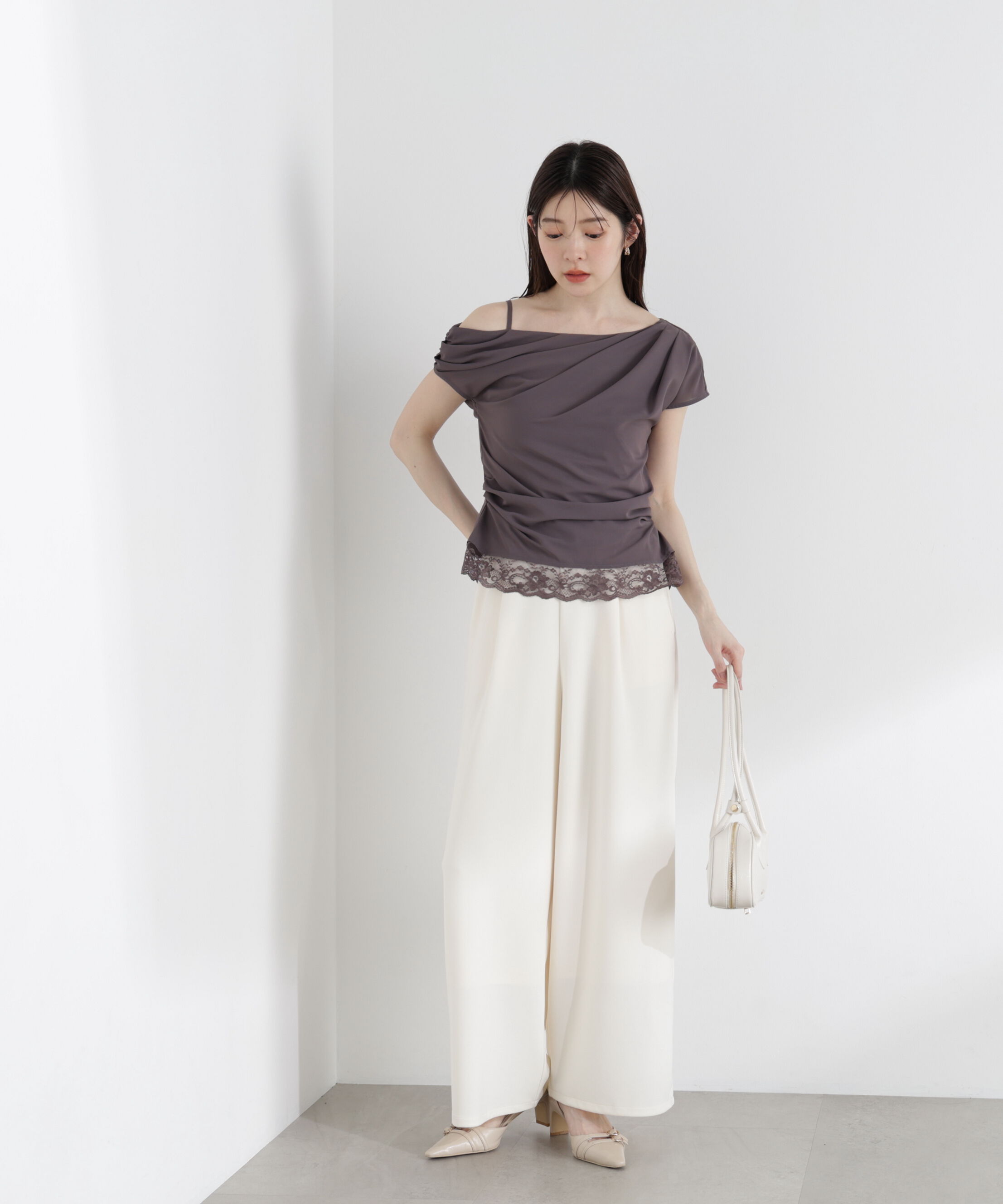 PROPORTION BODY DRESSING「〈a/mie〉アシメドレープブラウス」|シャツ・ブラウス|