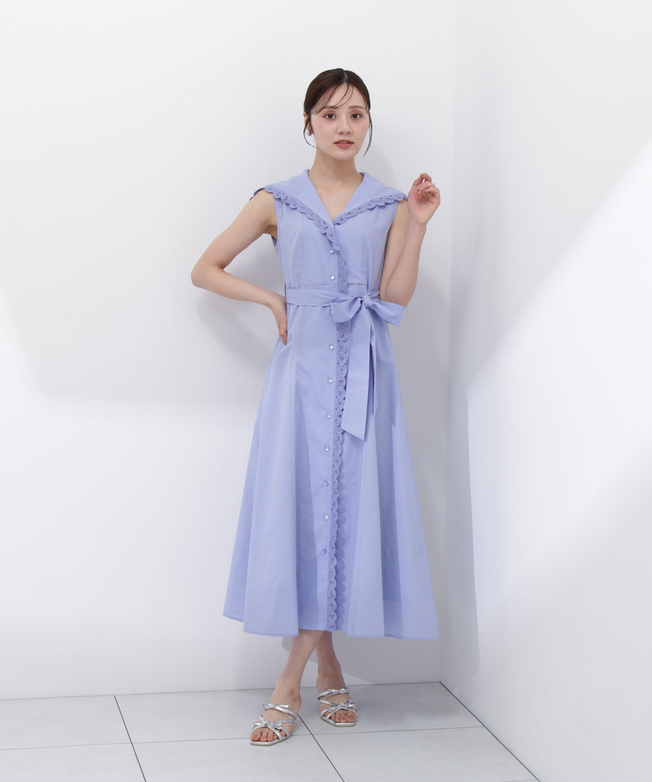PROPORTION BODY DRESSING「セーラーカラーレーストリムワンピース」|ワンピース|