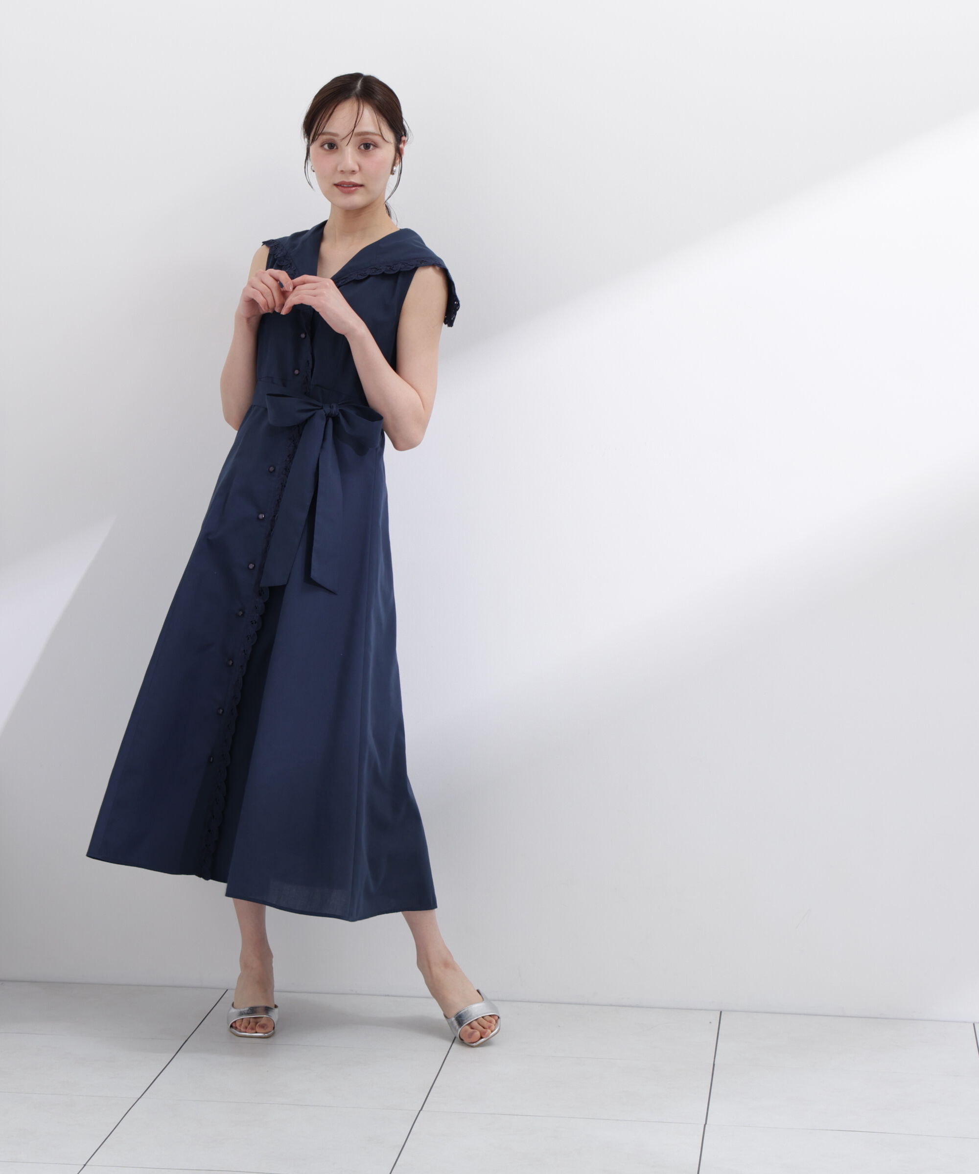 PROPORTION BODY DRESSING「セーラーカラーレーストリムワンピース」|ワンピース|