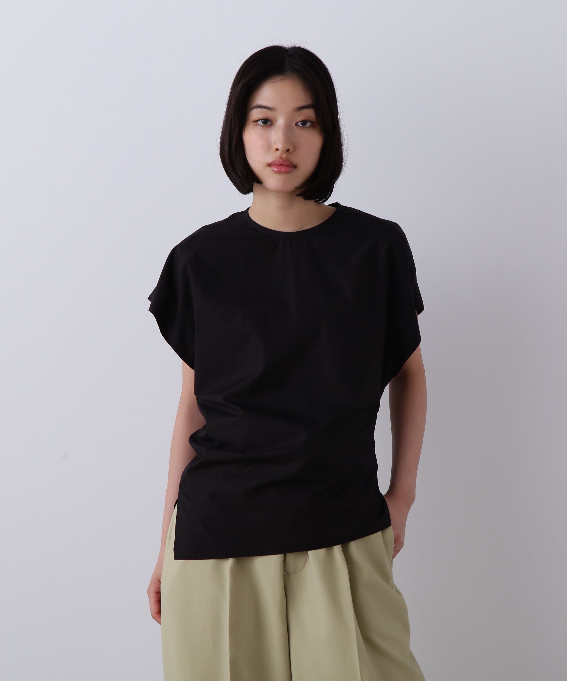 YLEVE 「YLEVE / FINX COTTON WEATHER ASYMMETRY PULLOVER SHIRT」|シャツ・ブラウス|ブラック