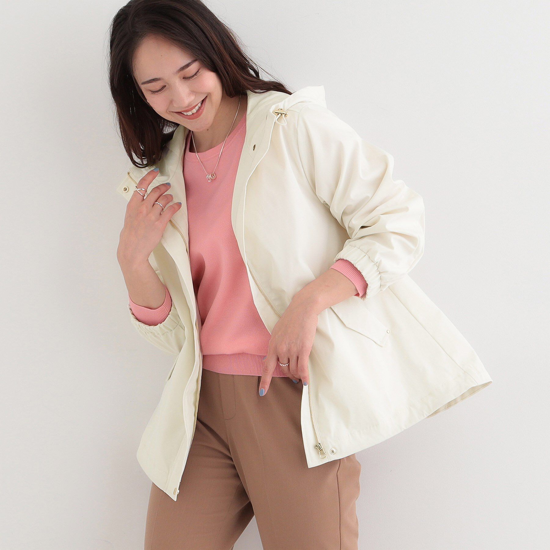 SHOO･LA･RUE「【防花粉/高レビュー】きれいもかっこいいも叶える 欲張りマウンテンパーカ」|ブルゾン・スタジャン|オフホワイト(003