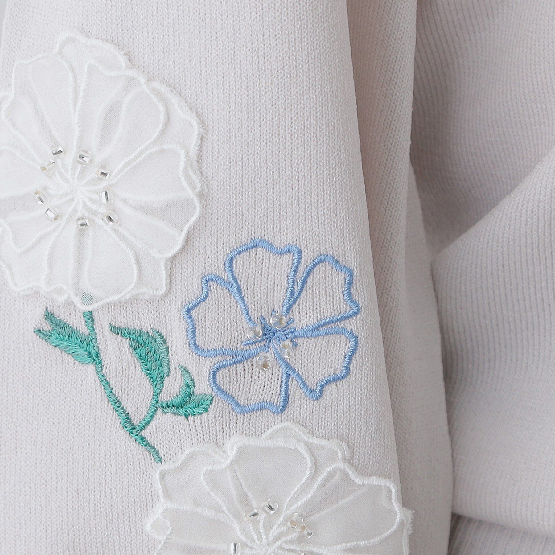 SunaUna「【SS～Lサイズ展開／フラワー刺繍】クラフトニット」|ニット・セーター|