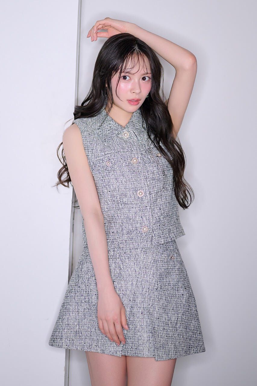 rienda「ベルト付きアシンメトリーツイードスカート」|スカート|