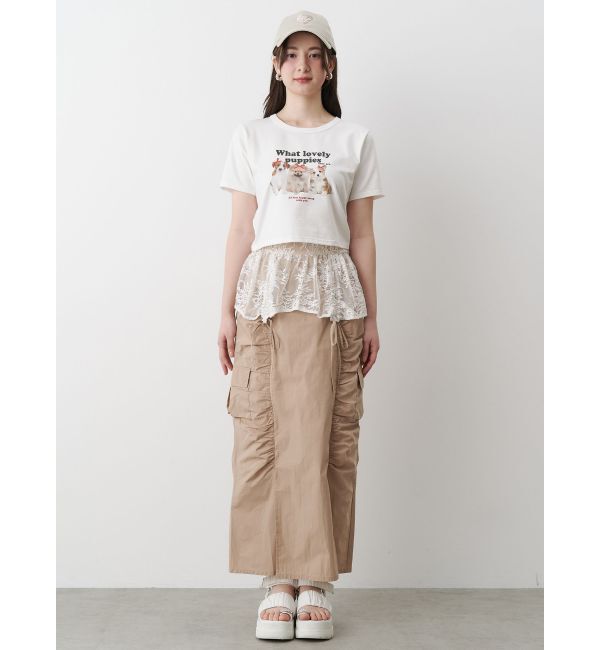 CALNAMUR「2WAY LACE OVER NYLON GATHER SK/２WAYレースオーバーナイロンギャザースカート」|スカート|