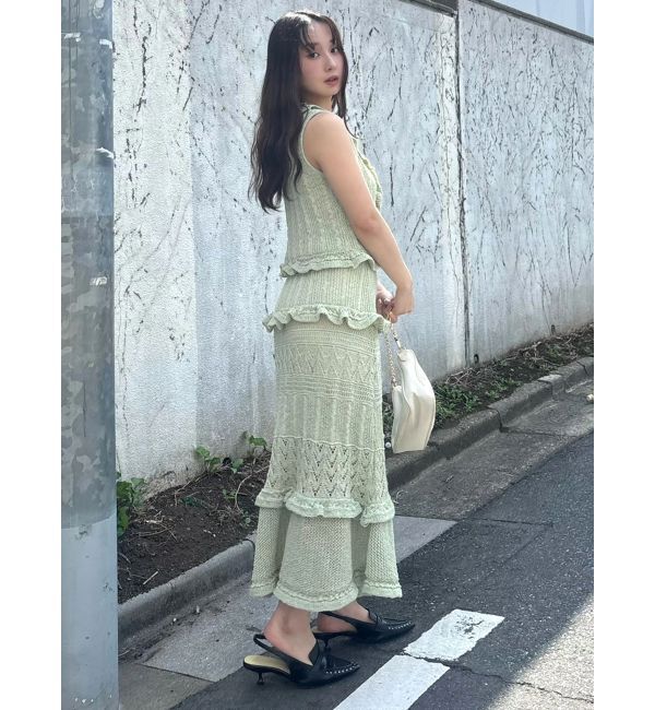 CALNAMUR「クロシェニットロングスカート」|スカート|
