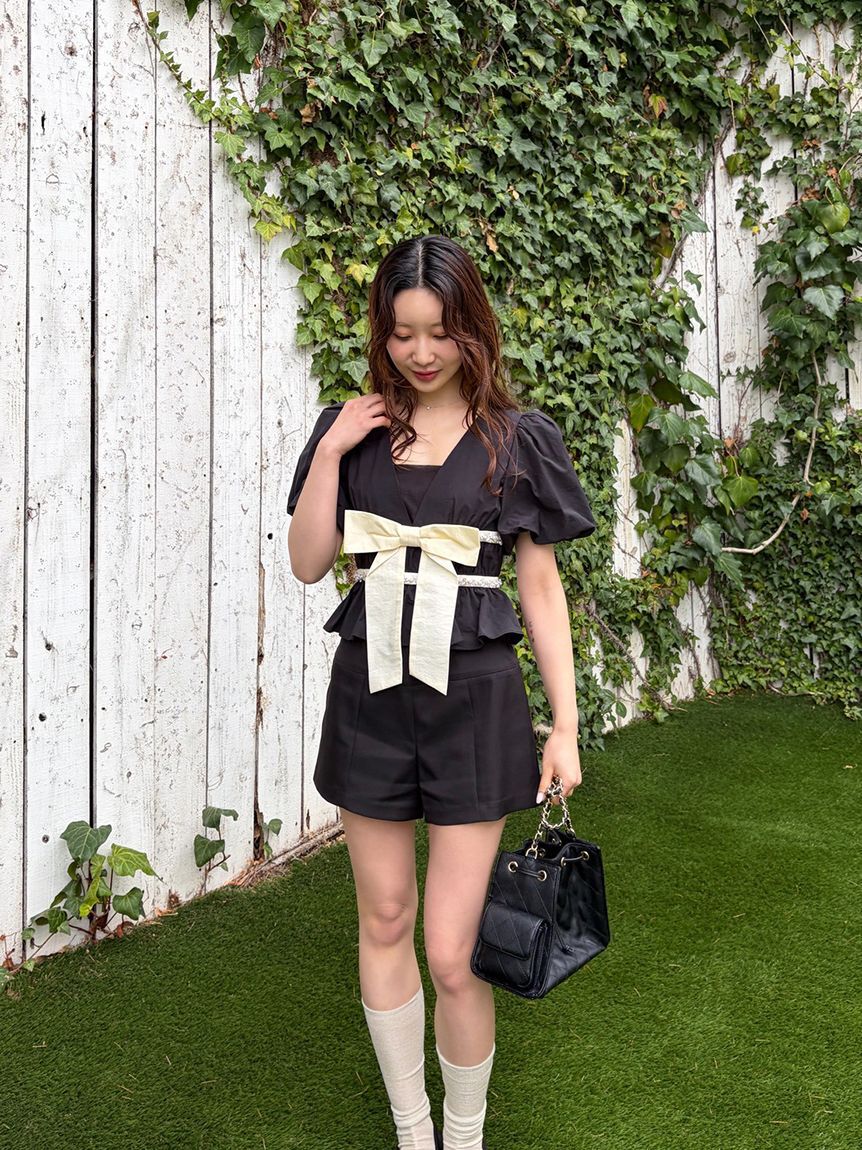 LILY BROWN「[L.B CANDY STOCK]ペプラムリボントップス」|Tシャツ・カットソー|