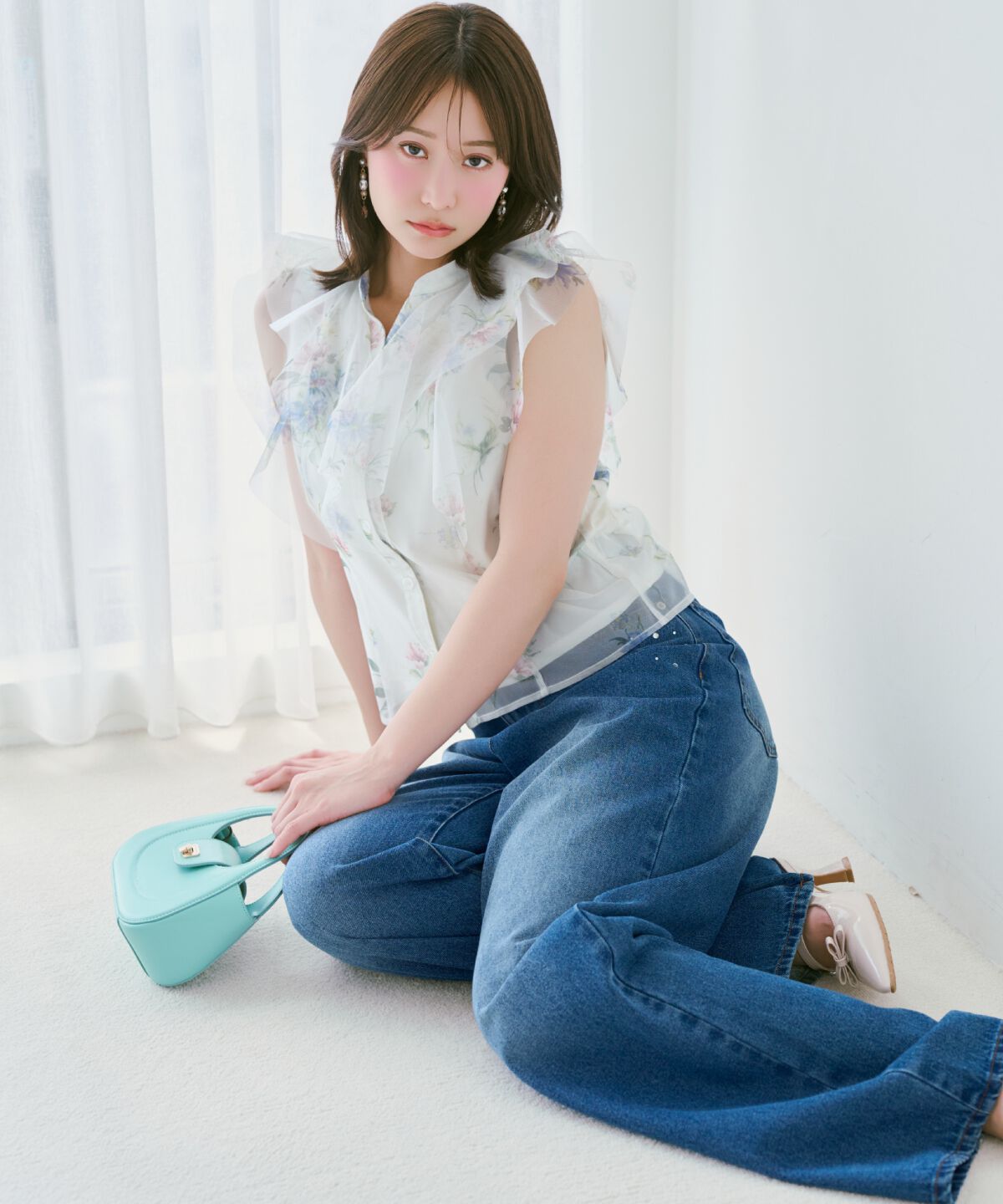 WILLSELECTION「フラワーメッシュラッフルブラウス」|シャツ・ブラウス|