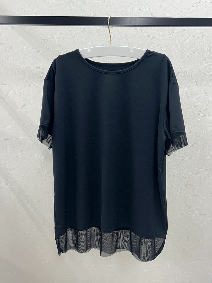 ALBOVE「UVカットメッシュストレートTシャツ」|スポーツ|ブラック