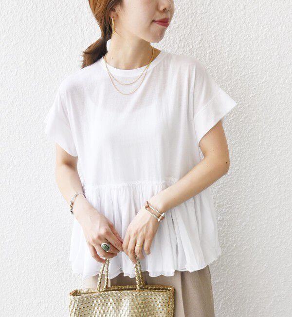 SHIPS for women「〈接触冷感〉コットン ナイロン ペプラム プルオーバー」|Tシャツ・カットソー|