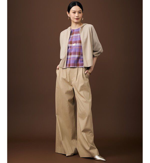 自由区「【SHIHOさん着用・セットアップ対応】コットンリネンチェック ブラウス」|シャツ・ブラウス|