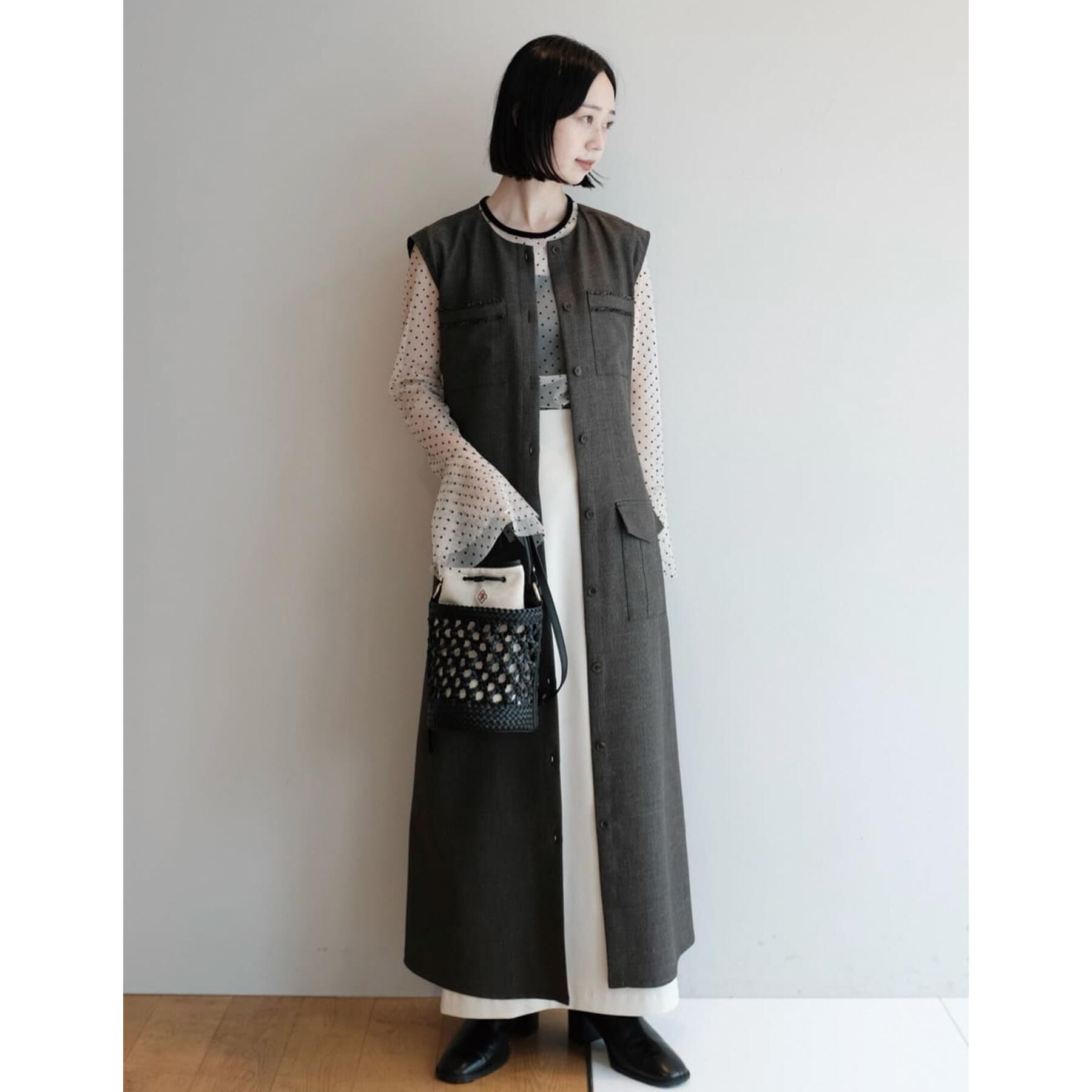 DRESSTERIOR「【洗える/前開きボタン】ウォッシャブルツイードライクワンピース」|ワンピース|