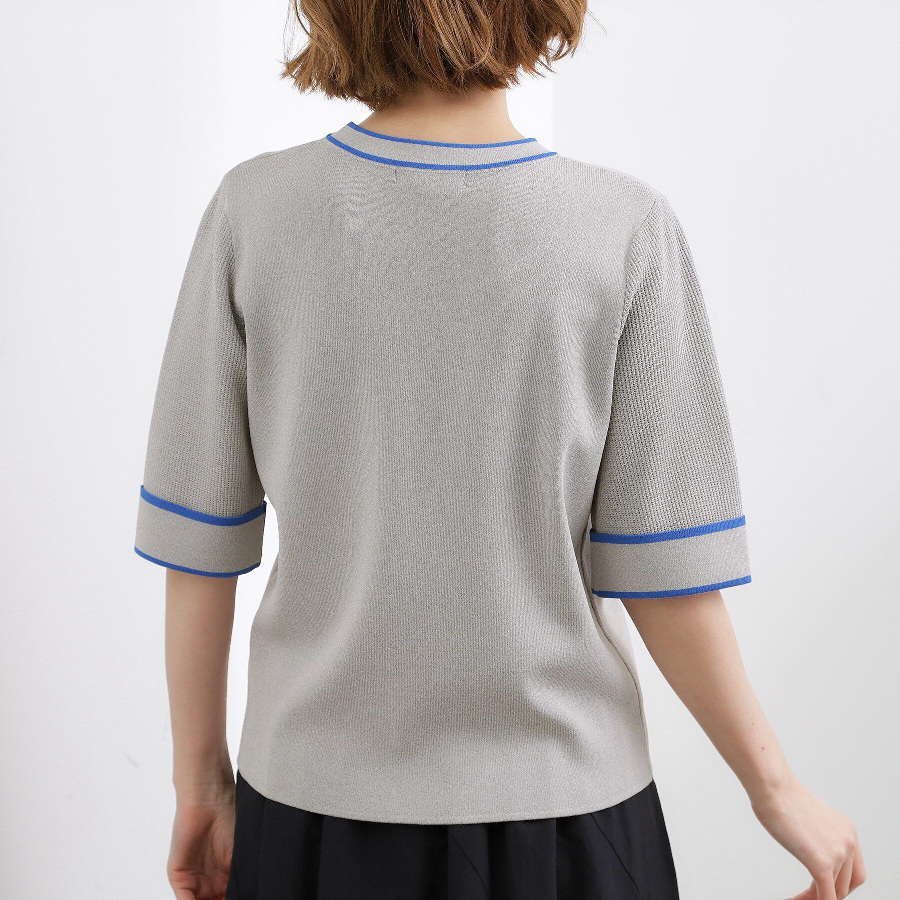 grove「【シリーズ累計36万枚/名品ニット】やわらかドライタッチ 袖メッシュ編みニット」|ニット・セーター|