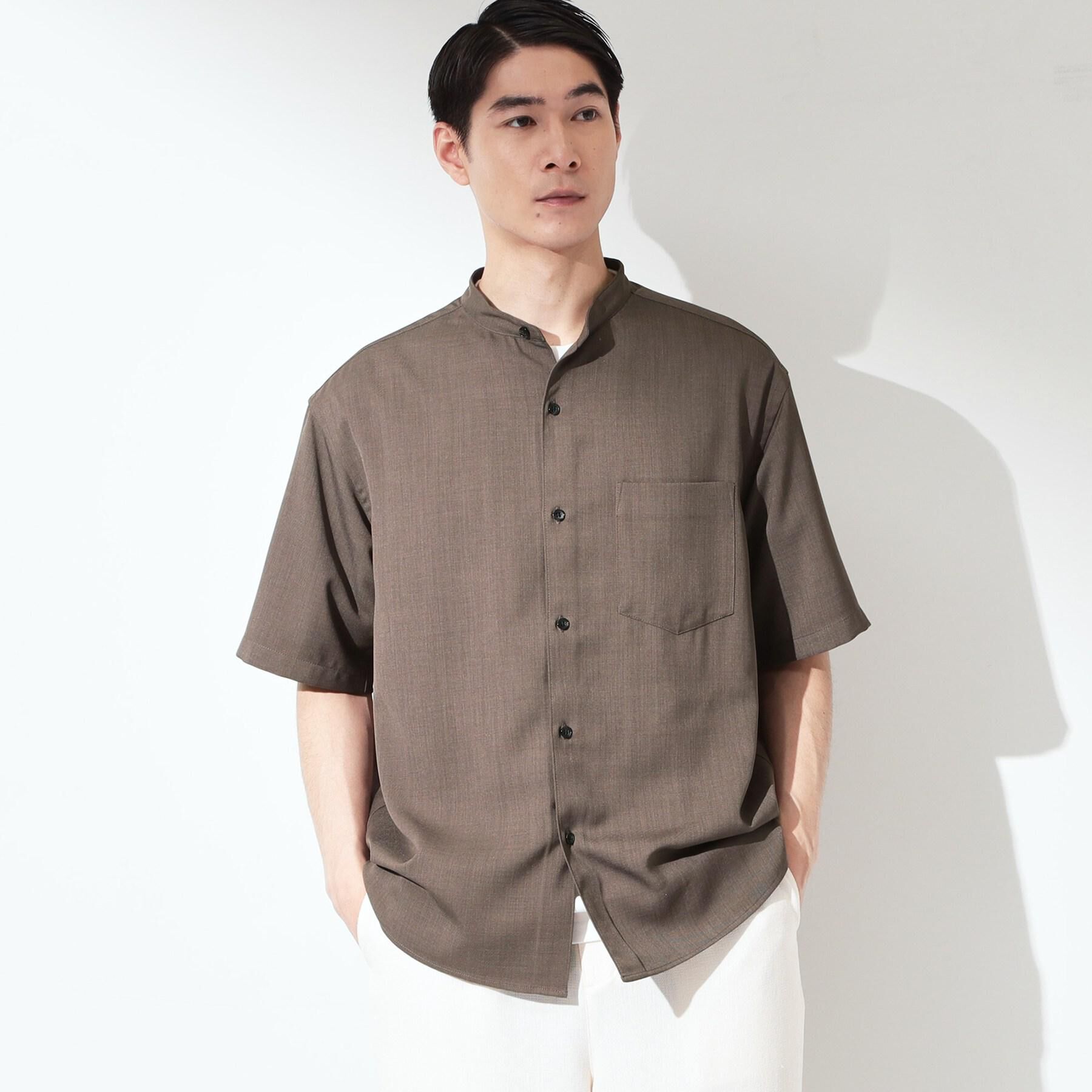 THE SHOP TK「LITE TEX バンドカラー半袖シャツ 接触冷感/吸水速乾/UVカット/アンチピリング/イージーケ」|シャツ・ブラウス|