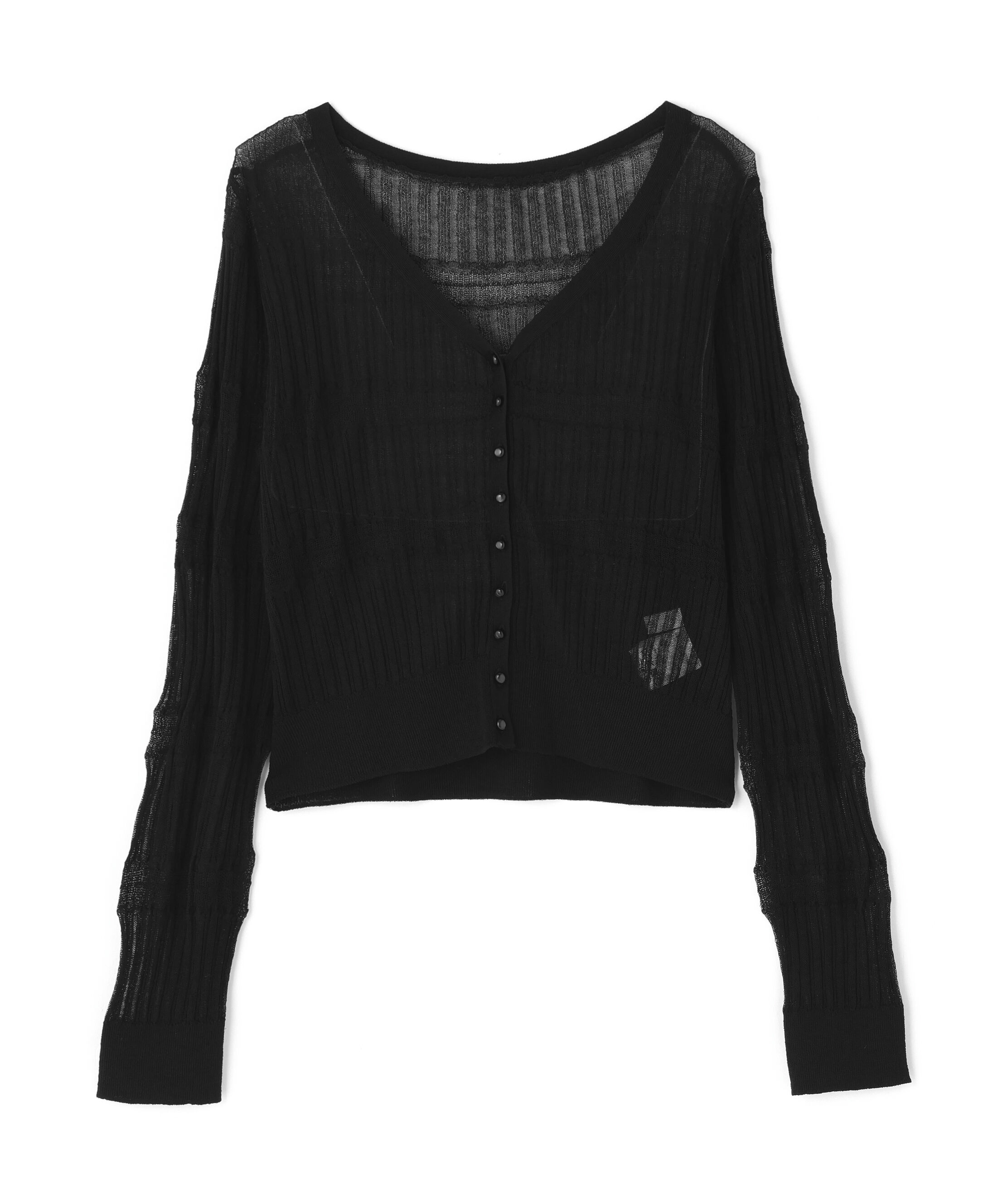 PROPORTION BODY DRESSING「〈a/mie〉変わり織透かし編みカーディガン 26SS」|ニット・セーター|ブラック