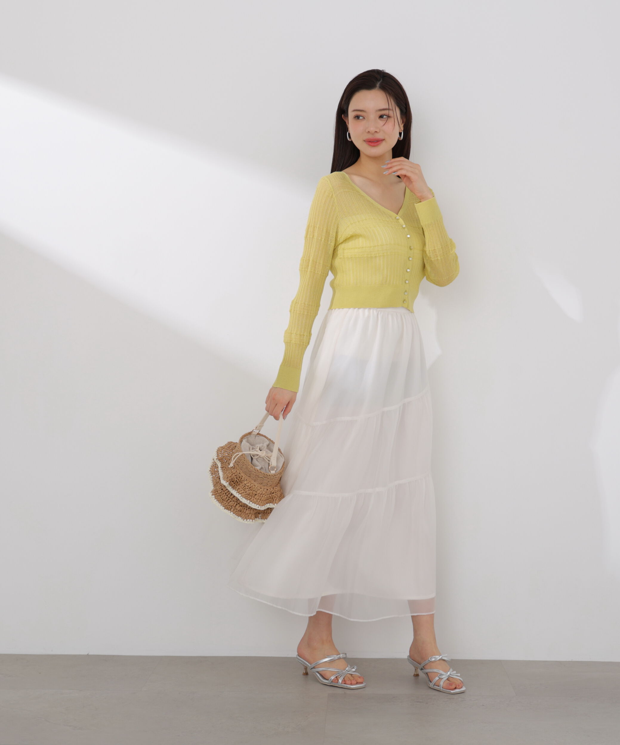 PROPORTION BODY DRESSING「〈a/mie〉変わり織透かし編みカーディガン 26SS」|ニット・セーター|