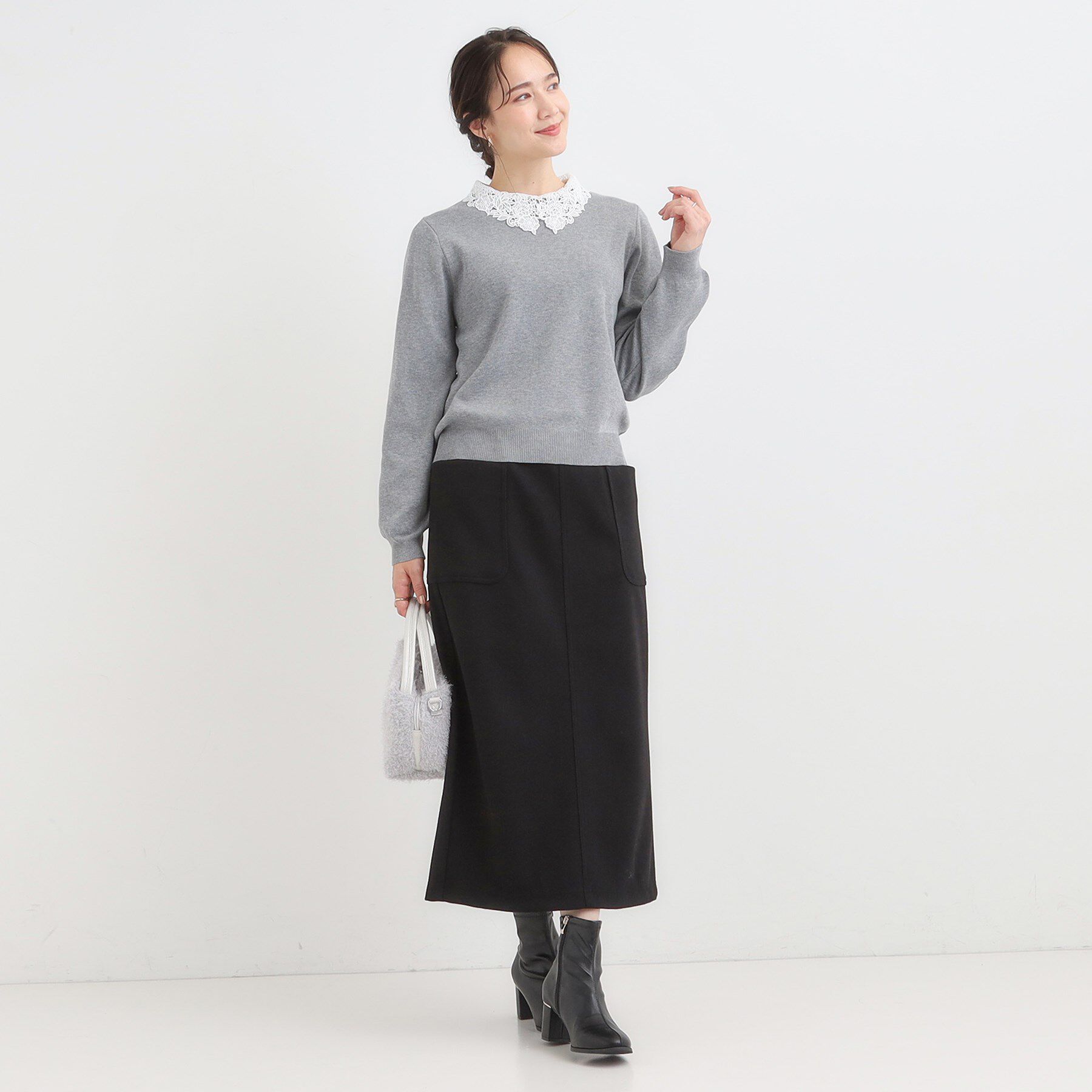 SHOO･LA･RUE「【襟取り外し可/S-LL】上品見え レース襟ニット」|ニット・セーター|