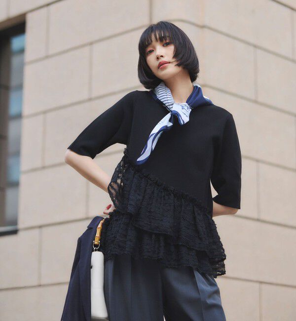 UNITED ARROWS green label relaxing「ドッキング ペプラム ショートスリーブ ニット プルオーバー ウォッシャブル」|ニット・セーター|その他1