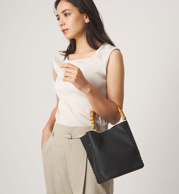 UNITED ARROWS green label relaxing「2WAY バンブーハンドル バッグ」|ショルダー・メッセンジャー|BLACK