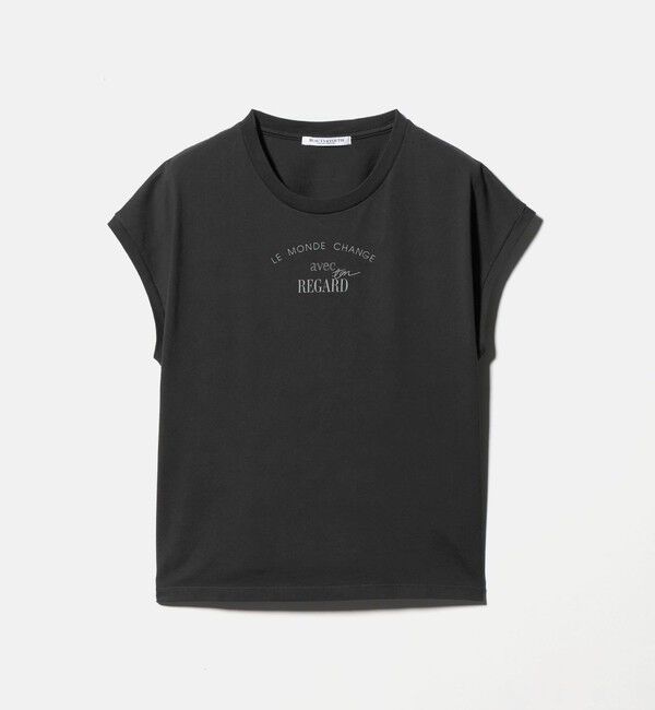 BEAUTY&YOUTH UNITED ARROWS「コットン ロゴプリント フレンチスリーブ Tシャツ」|Tシャツ・カットソー|DK.GRAY